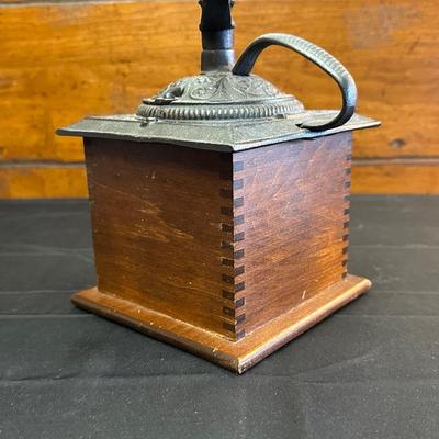 Wood Coffee Grinder and Two Crystal Sugar Glasses