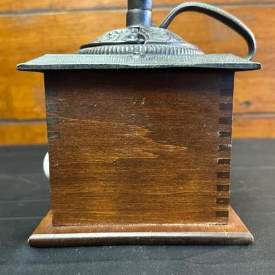 Wood Coffee Grinder and Two Crystal Sugar Glasses