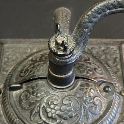 Wood Coffee Grinder and Two Crystal Sugar Glasses