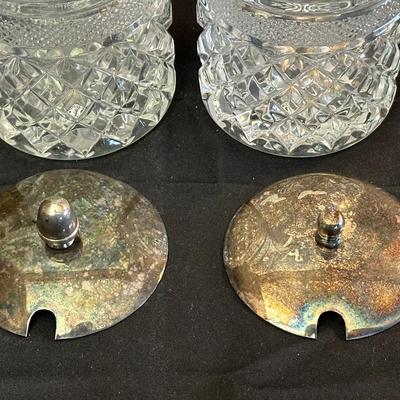 Wood Coffee Grinder and Two Crystal Sugar Glasses