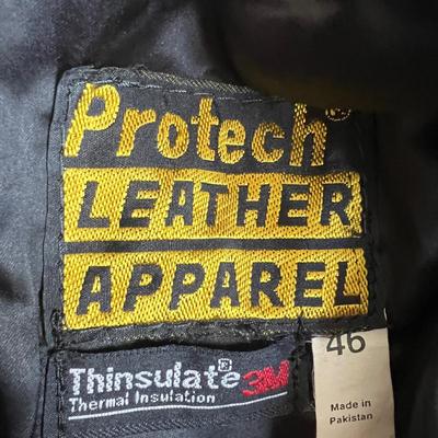 Men's Leather Motorcycle Jacket Protech Sz. 46