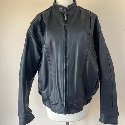 Men's Leather Motorcycle Jacket Protech Sz. 46