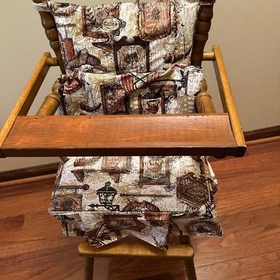 Antique wooden babydoll highchair and crib