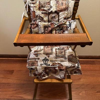 Antique wooden babydoll highchair and crib