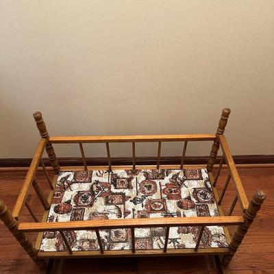 Antique wooden babydoll highchair and crib