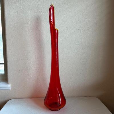 VERY TALL (30") GLASS SWUNG VASE