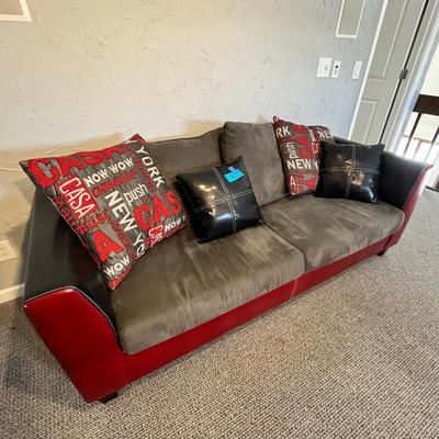 Lot 8 Fun Leather & Suede Couch