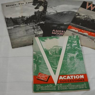 GROUPING OF FOUR-FOLD OUT RAILROAD MAGAZINES FROM THE 1960'S SCENIC ROUTES