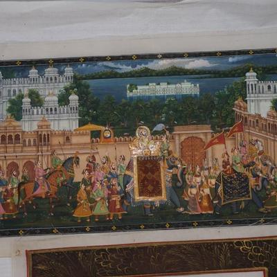 MUGHAI PAINTING EASTERN INDIAN Rajasthaui SCENIC, ELEPHANT & ALSO EGYPTIAN PAINTING ON PAPRUS OF BIRDS