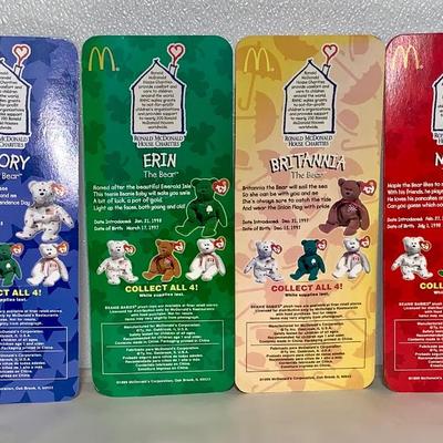 Complete Set of Four (4) 1999 McDonalds Miniature Beanie Babies, MOC