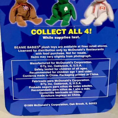 Complete Set of Four (4) 1999 McDonalds Miniature Beanie Babies, MOC