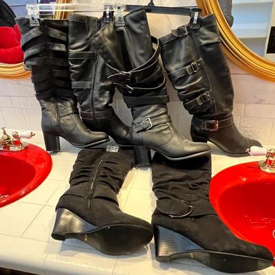 Lot 51 womens black boots (3-pair) Sofft & Brinley (8.5)