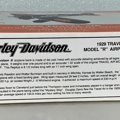 Diecast Harley-Davidson 1929 Model R Mystery Ship Airplane Bank - MIB