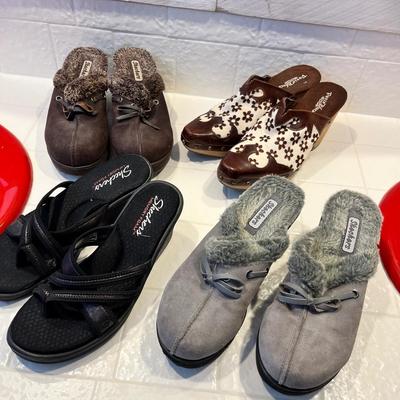 Lot 55 womens sketchers clogs and and sandal (8) Paris Blues booties (8.5)
