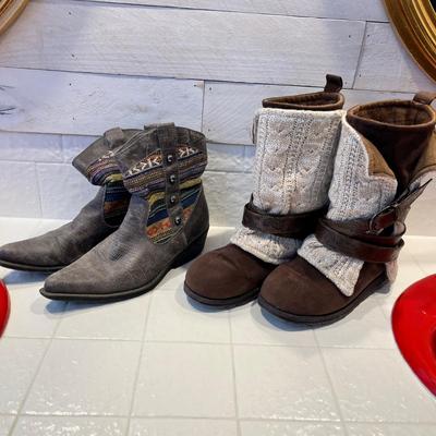 Lot 57 womens cowboy booties madden girl (8.5) and MukLuks winter boots (8)