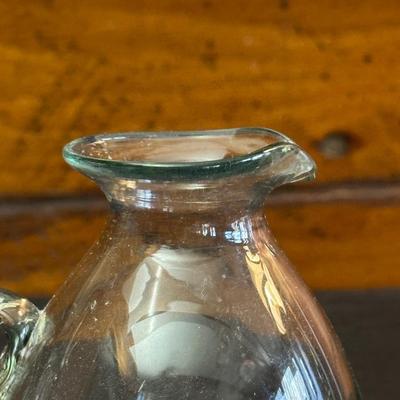 Vintage Hand Blown Glass Decanters and Ceramic Wine Holders