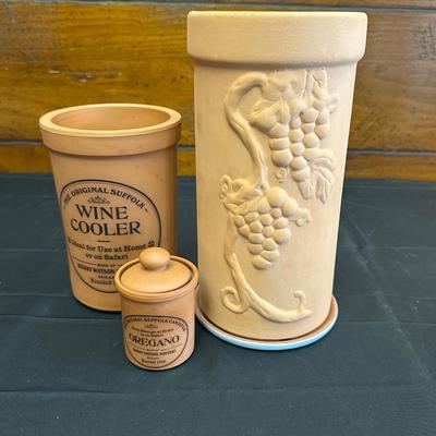 Vintage Hand Blown Glass Decanters and Ceramic Wine Holders