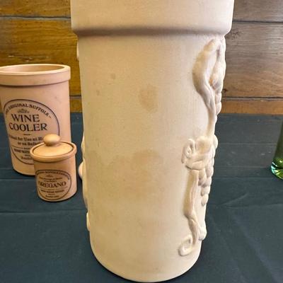 Vintage Hand Blown Glass Decanters and Ceramic Wine Holders