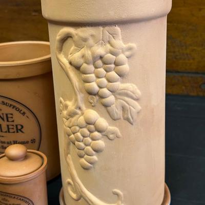 Vintage Hand Blown Glass Decanters and Ceramic Wine Holders