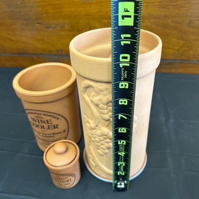 Vintage Hand Blown Glass Decanters and Ceramic Wine Holders