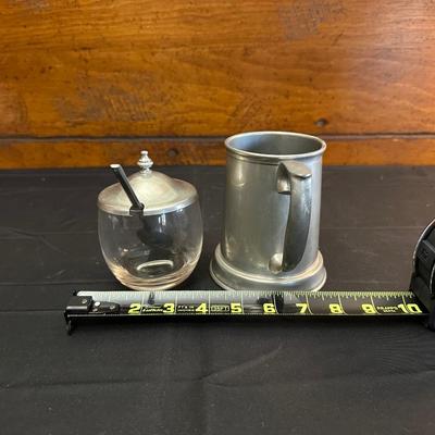 Vintage Stieff Pewter Mug/Beer Stien and Jam Glass Jar