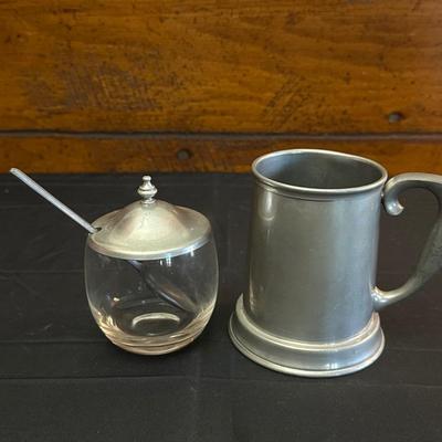 Vintage Stieff Pewter Mug/Beer Stien and Jam Glass Jar