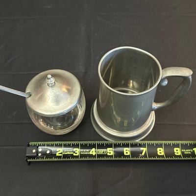 Vintage Stieff Pewter Mug/Beer Stien and Jam Glass Jar
