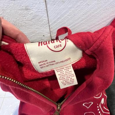 Lot 65 womens hoodies NY, Hard Rock, Hilfiger, Apple, Garth Brooks (S, M, L)