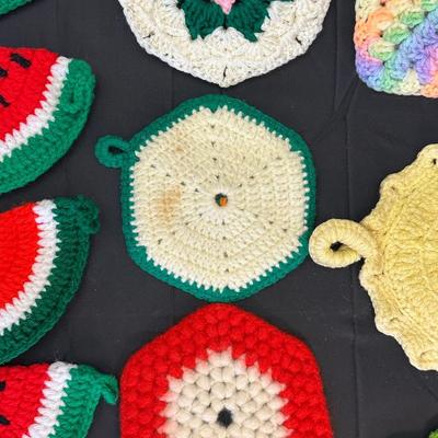 Lot of Vintage Hand Knitted Pot Holders