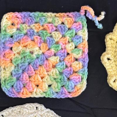 Lot of Vintage Hand Knitted Pot Holders
