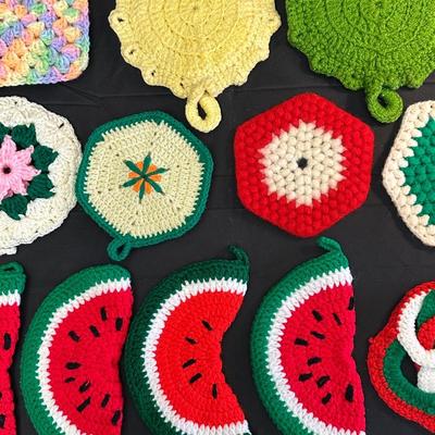 Lot of Vintage Hand Knitted Pot Holders