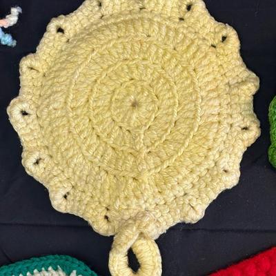 Lot of Vintage Hand Knitted Pot Holders