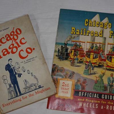 PAIR OF CHICAGO PAPER ITEM COLLECTIBLES. RAILROAD EXPO & CHICAGO MAGIC CO. HANDBOOK