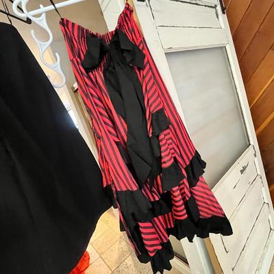 Lot 74 black top and red and black flare skirt with tags still on (S)
