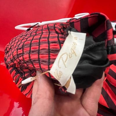 Lot 74 black top and red and black flare skirt with tags still on (S)