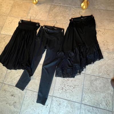 Lot 75 2 black skirts, 1 black yoga pants (2M, 1S)