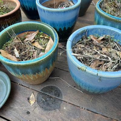 Aqua 2-tone Ceramic Planters