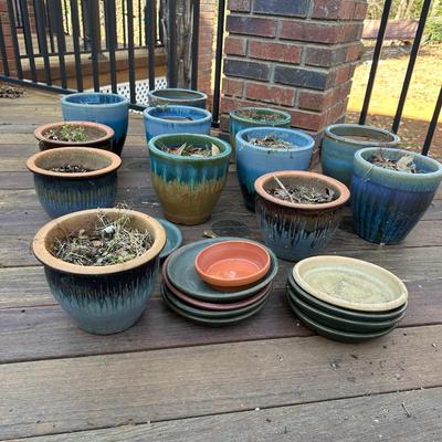 Aqua 2-tone Ceramic Planters