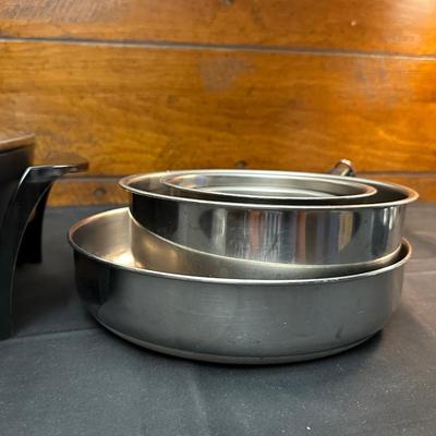 Presto Electric Skillet, Vintage Stainless Steel Bowls and Farberware Skillet