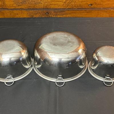 Presto Electric Skillet, Vintage Stainless Steel Bowls and Farberware Skillet