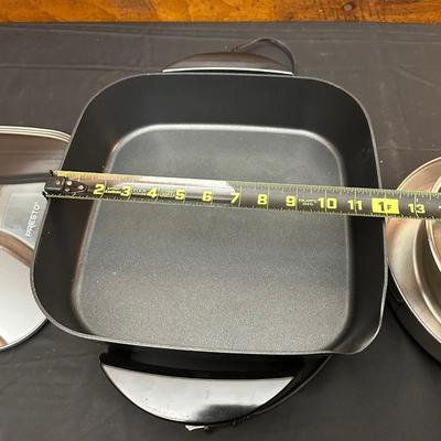 Presto Electric Skillet, Vintage Stainless Steel Bowls and Farberware Skillet