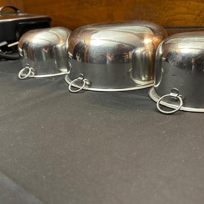 Presto Electric Skillet, Vintage Stainless Steel Bowls and Farberware Skillet