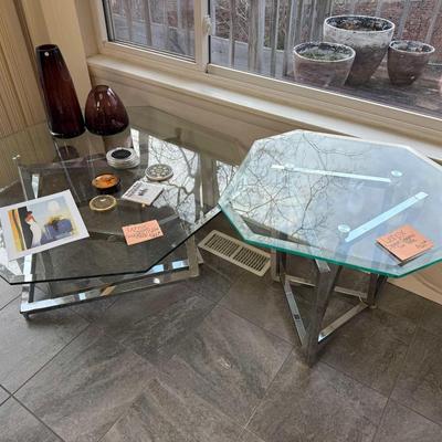 Lot 5: Lenox Octagon Glass Coffee & Side Table