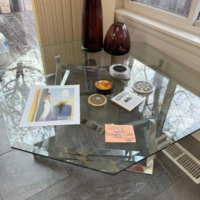 Lot 5: Lenox Octagon Glass Coffee & Side Table