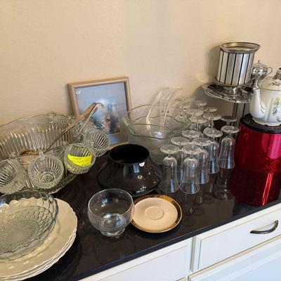 Lot 8: Table, Glassware & More