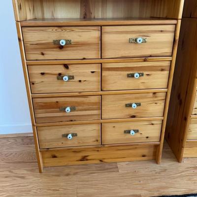 943 Pine Bookshelf Dresser Combo