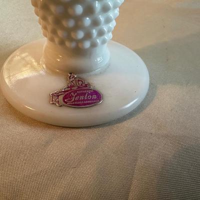 CERAMIC VASE AND A PAIR OF FENTON FAN VASES