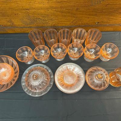 Lot of Vintage Pink Depression Glass