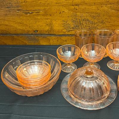 Lot of Vintage Pink Depression Glass