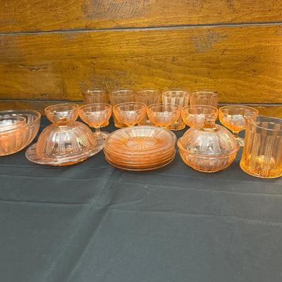 Lot of Vintage Pink Depression Glass